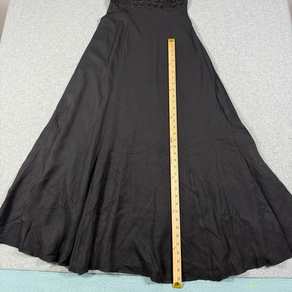 Bari Jay Vintage 90s Black Sequin Lace Maxi Dress Formal Gown Size 5-6 - Picture 10 of 11